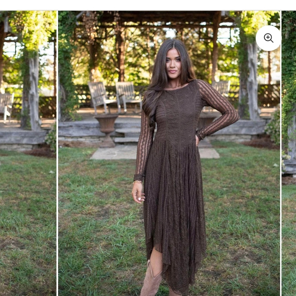Chic Asymmetrical Brown Lace Dress